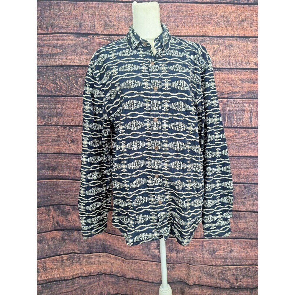 H&M Aztec Flannel corduroy shirt 100% cotton Size M tribal geo comfort